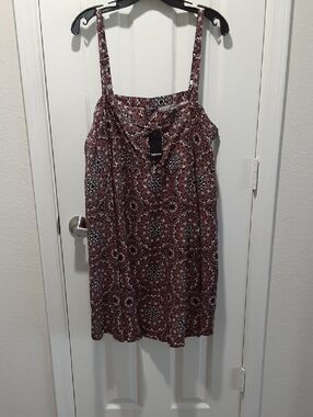 Torrid Floral Medallion Tank Dress in Rust, Black and White